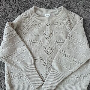 a.n.a Openwork Crewneck Sweater in Cream